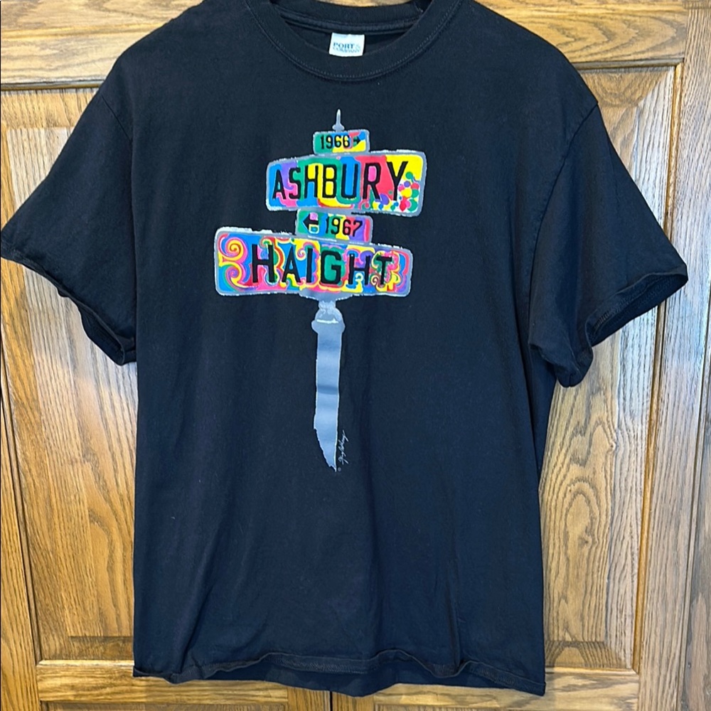 Black Ashbury Haight Graphic T-Shirt with Colorful Design